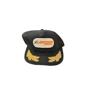 Langson Racing‎ Baseball Cap Mens One Size Black Mesh Back 6 Panel Snapback Hat